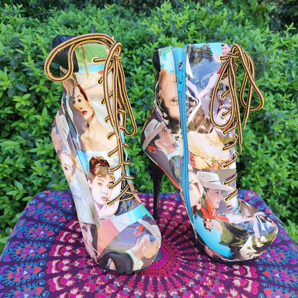Audrey Hepburn lace-up booties EUC size 8